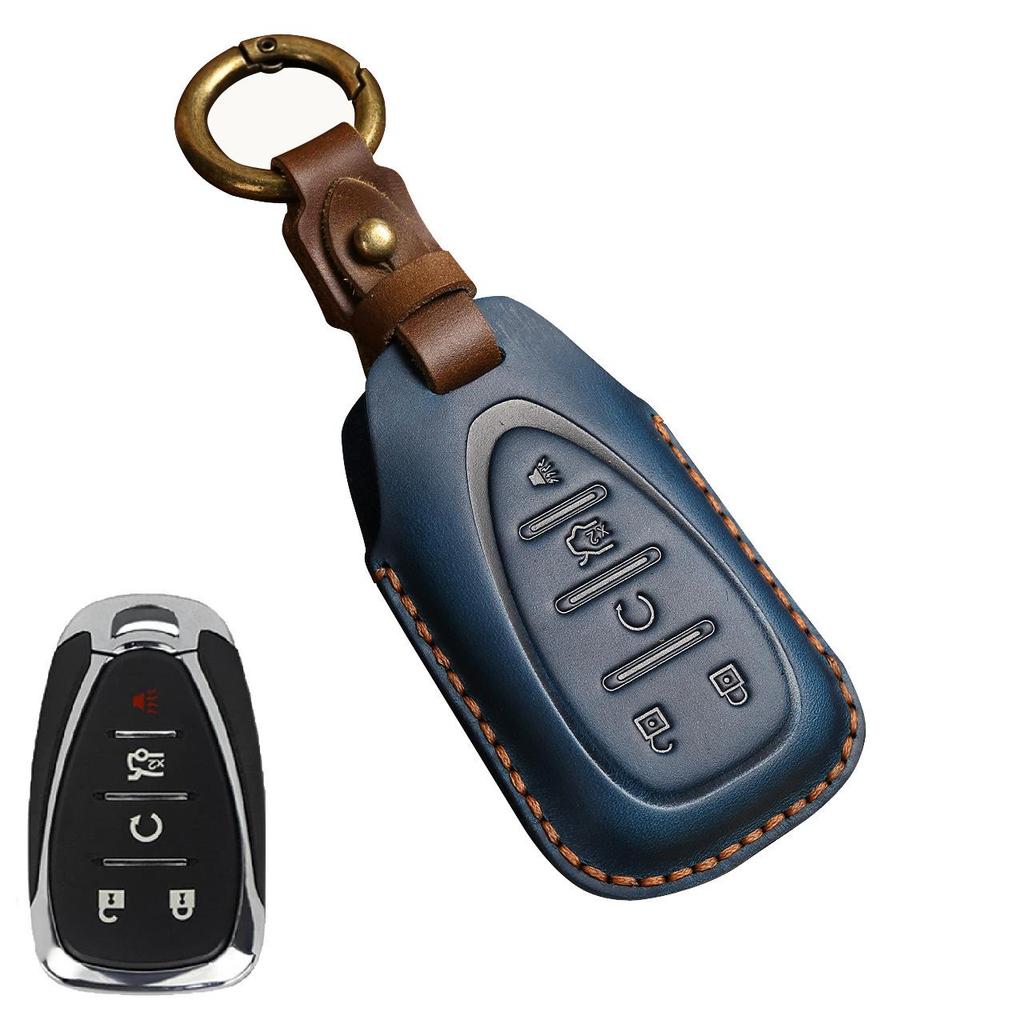 Genuine Leather Car Key Cover for Chevrolet Cruze, Malibu, Trax, Onix (21 Models)
