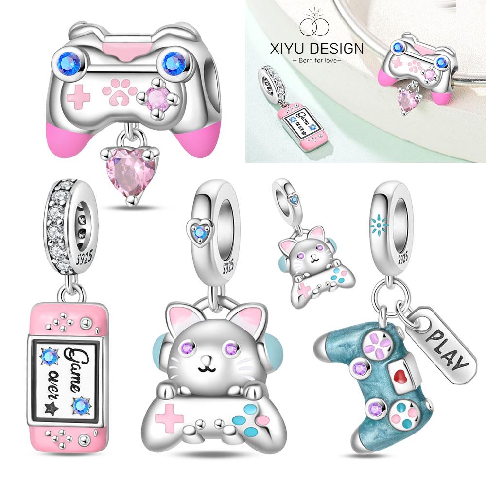 Game Enthusiasts Charm Bead Components Copper Metal Cute Cat Game Console Pendant Bead Component Bead Component Designed For High Quality Fine