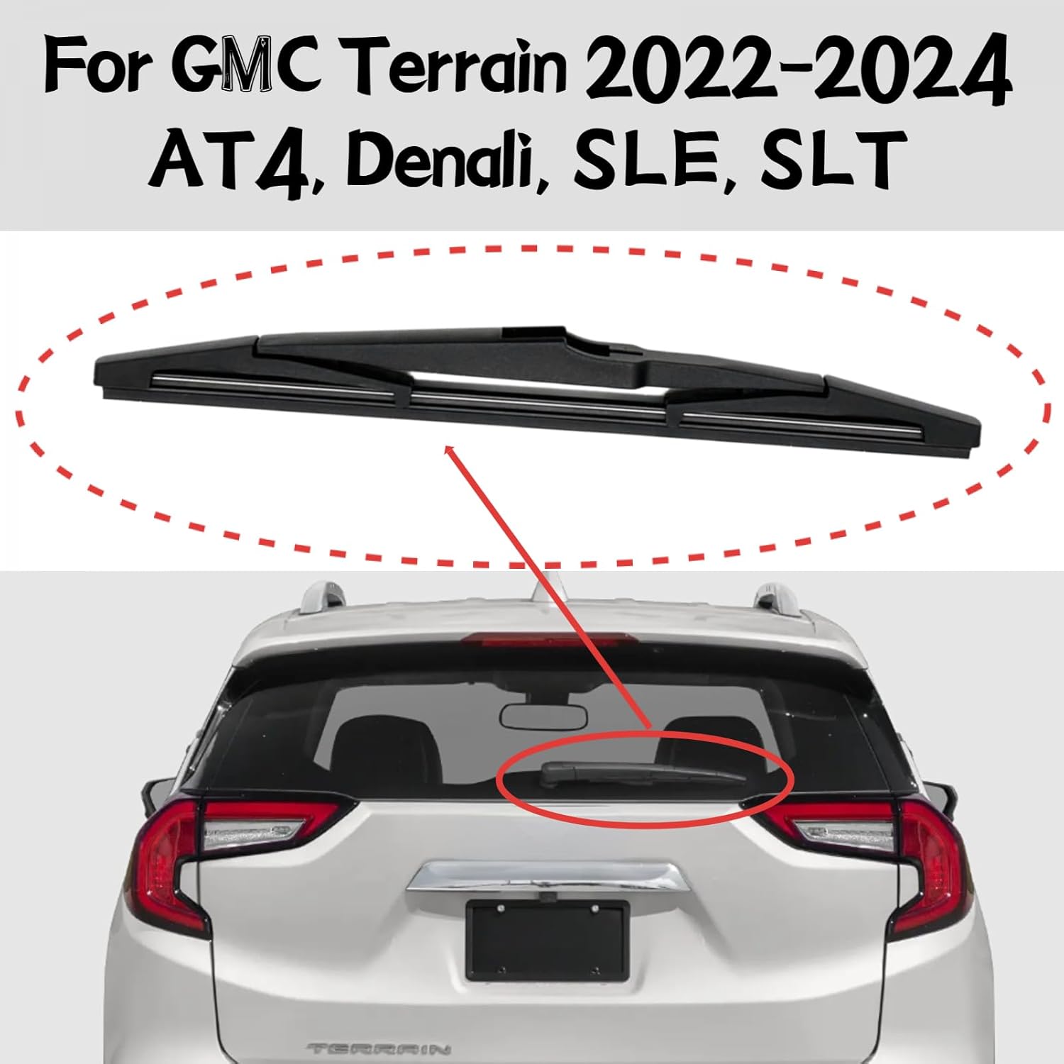 

12.5 inch rear wiper blade For GMC Terrain 2022 2023 2024 AT4 Denali SLE SLT back Rear windshield wiper blade
