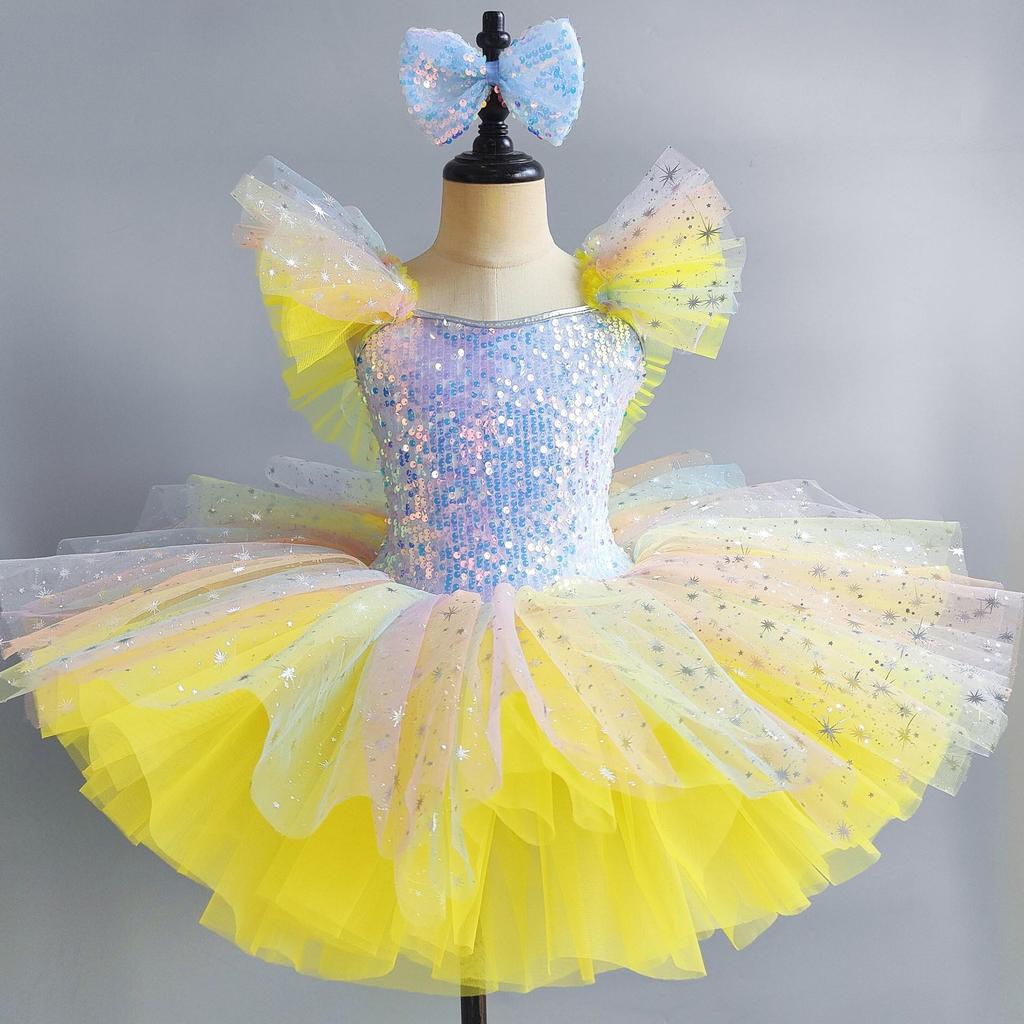 Toddler Pink Ballet Tutus Girls Sequined Dance Costumes Children Ballerinas Tutu Outfits Kids Sweet Carnival Jazz Dance Dress