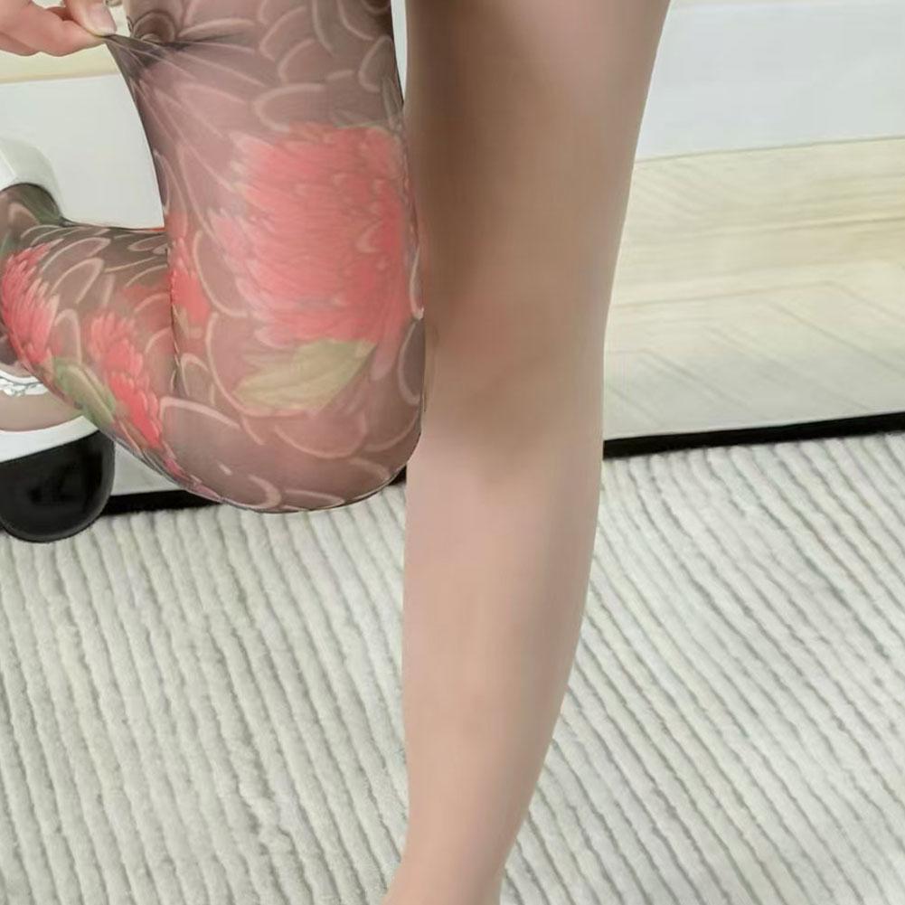 Full Leg Tattoo Socks Sun-proof Cycling Men Cool Personalized Driving Women Fishing Elastic Socks Japanese Sexy Stockings