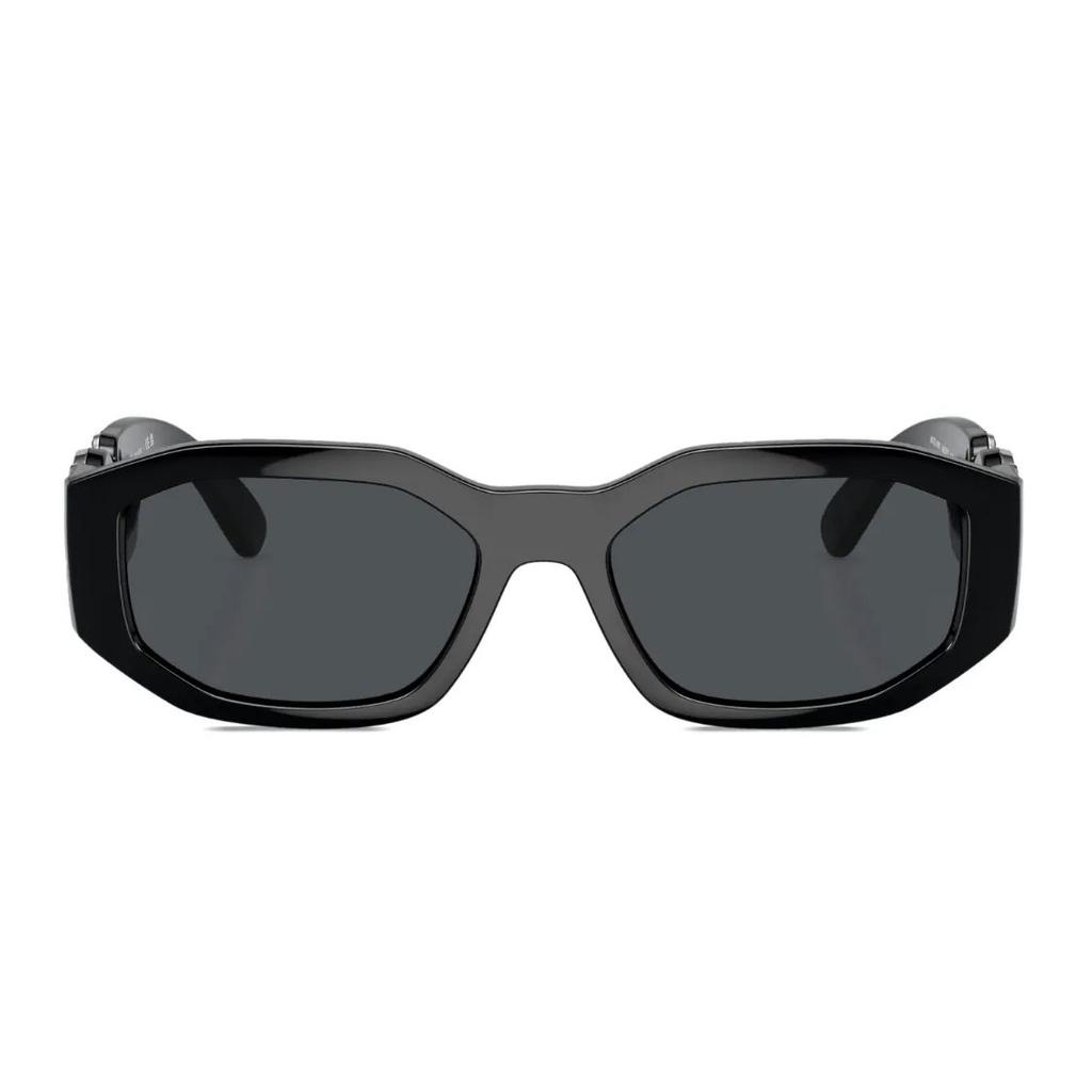 Versace Side Logo Oversized Frame Irregular Shape Sunglasses Men sunglasses Black VE4361542287