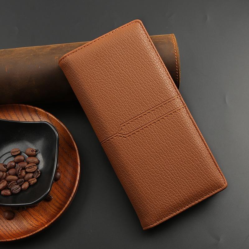 

Новый мужской деловой кошелек на молнии, многофункциональный мужской кошелек, длинный кошелек, кошелек с множеством отделений для карт, однотонный кошелек для монет коричневый