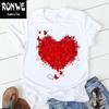 Pink Heart Flower Print Women Tshirt Casual Funny T Shirt Gift 90s Lady Yong Girl Drop Ship PKT-894