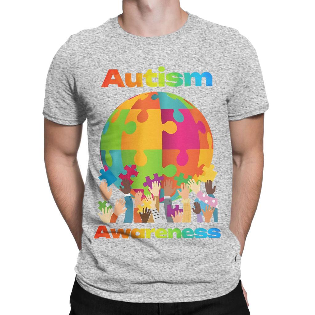 Awareness Rainbow World Puzzle Funny Graphic 100 Cotton Tshirt Autism Tops Tees For Unisex