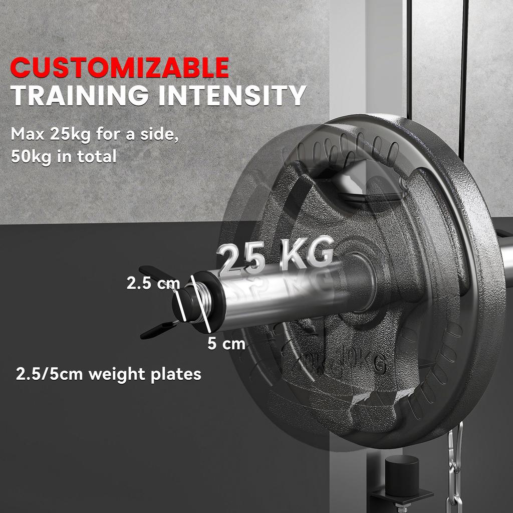 3-in-1 Smith Machine with Dual Cable Pulley System, Chest Press Station, 17-Level Squat Rack and Barbell Bar