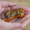 The First Layer Of Cowhide Creative Little Tiger Bag Pendant, Zodiac Cowhide Keychain Bag Hanging Mini Tiger Doll