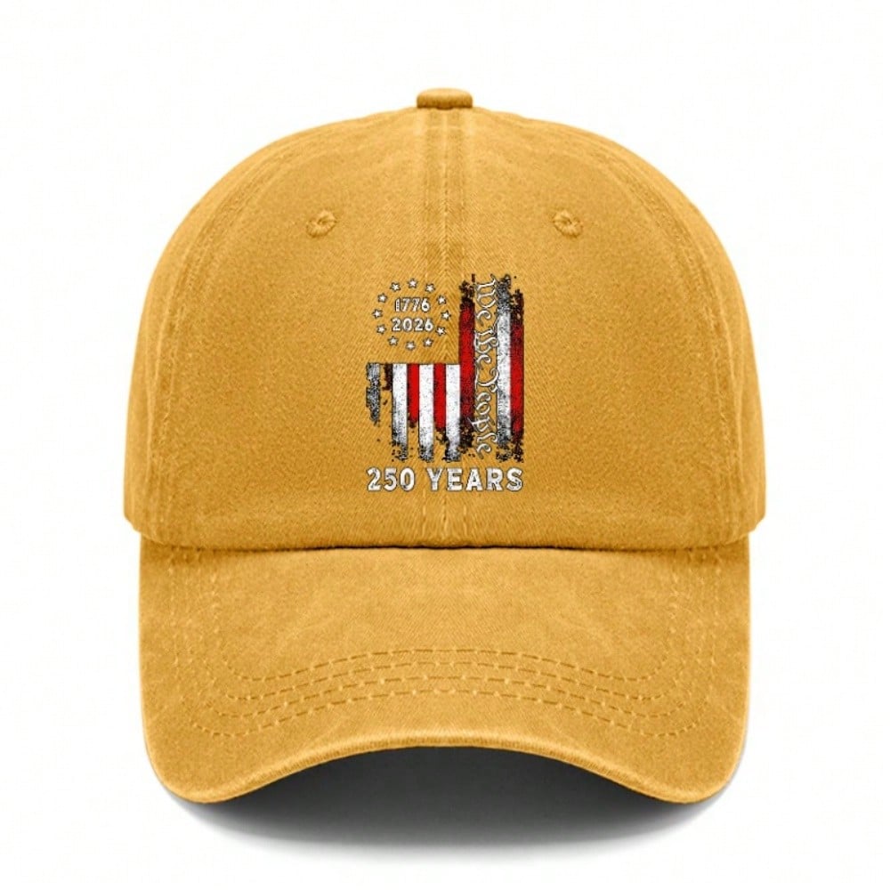 Patriotic Baseball Cap - 250Th Anniversary Commemorative "WE THE PEOPLE" Print Adjustable Vintage Washed Polyester Hat Unisex Outdoor Sports Daily