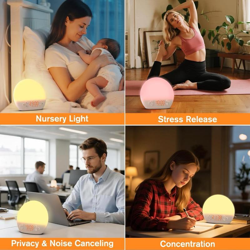 Wake Up Light Digital Sunrise Alarm Clock Dimmable Novelty Lamp White Noise Machine Sound Machine 30 Sleep Sounds for Home Decor