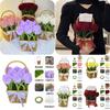 Diy Handmade Tulip Rose Sunflower Bouquet Material Kit Chenille Stems Basket Set