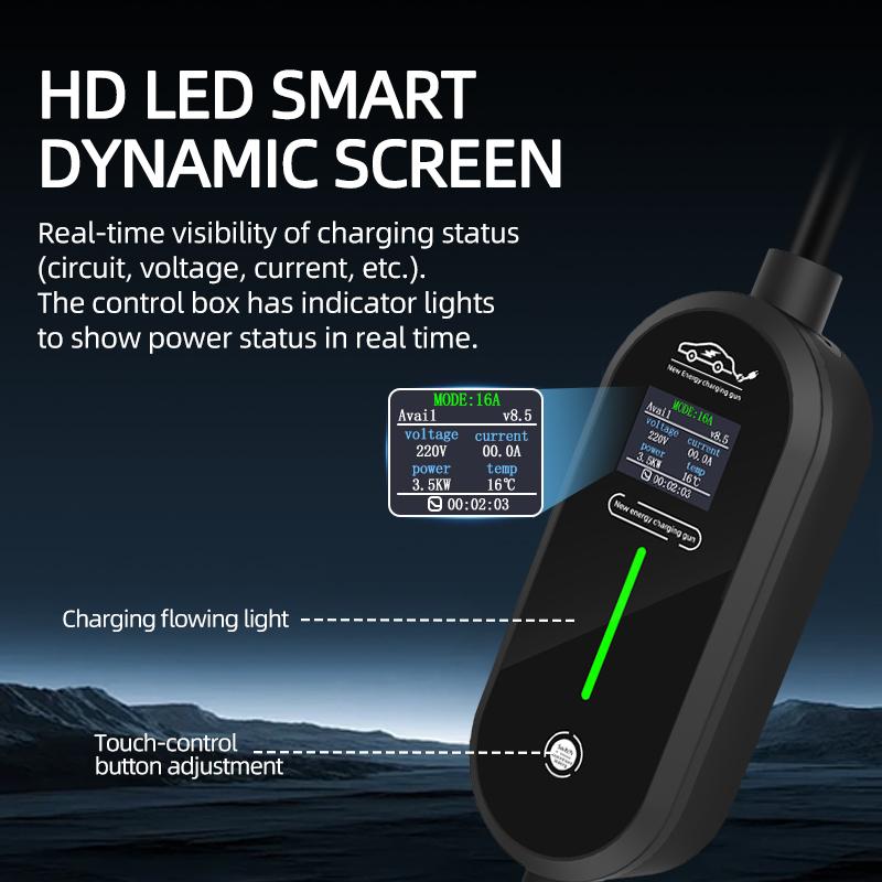 A New Type of Electric Vehicle Charging Gun, Ev European Standard, Convenient On-Board Charging, Suitable for Home Use, with Adjustable Four-Level
