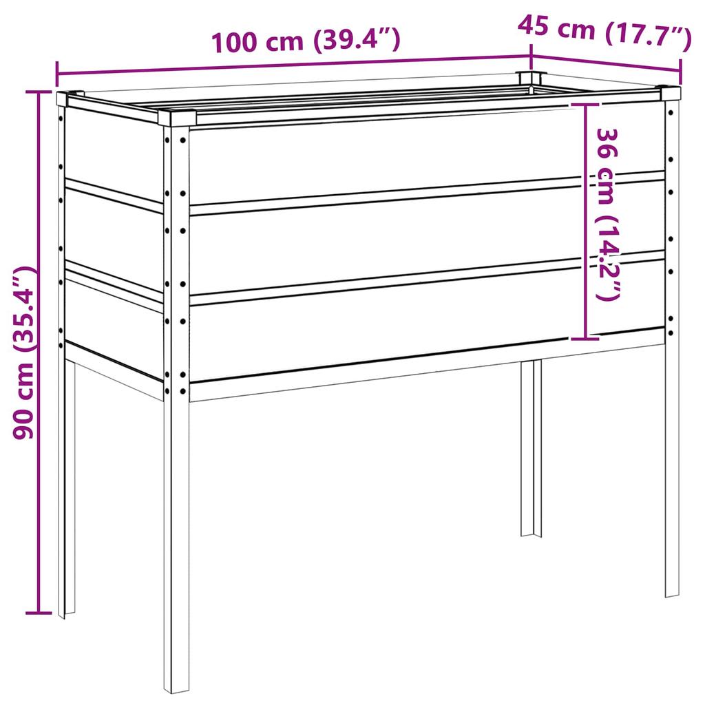 Planter Pastel Green 100 X 45 X 90 Cm Galvanized Steel