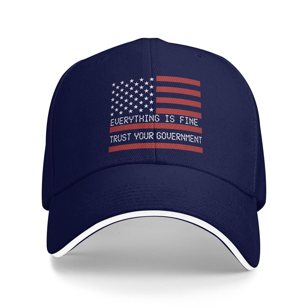 Vintage Everything is Fine Trust Your Government Meme Baseball Cap Fashion Women Men Trucker Hat Sun Tennis Skate Snapback Cap