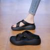 Cool slippers women's summer wear 2025 new thick-soled beach sandals fashion pregnant women's high sense one-word drag