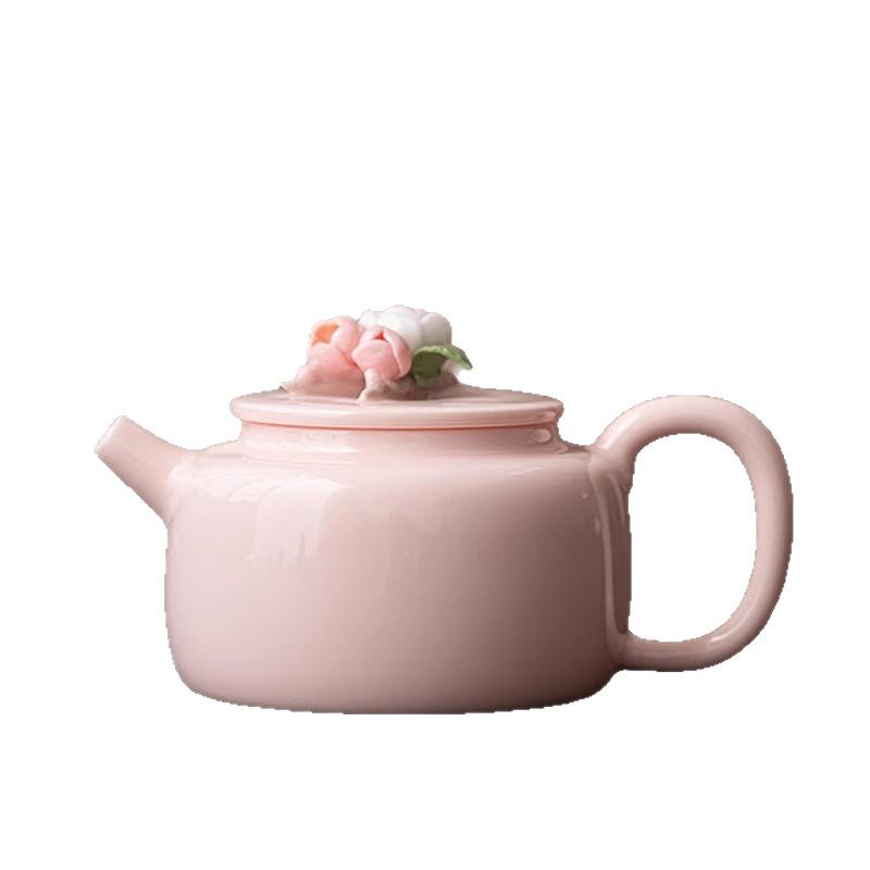 Pink Mud Xishi Teapot Kung Fu Tea Set Single Household Hand-pinched Flower Large Ceramic Girl Tea Single Pot