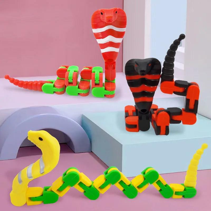 2PC Kids Chain Snake Versatile Mechanical Fingertip Rotating Hand Ring Snake Stress Relief Fidget Aduls Autism Decompression Toy
