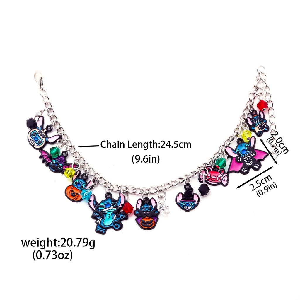 Classic Cartoon Anime Bracelet Cute DIY Santa Hat Stitch Series Cute Metal Charms Bangle For Women Kids Christmas Halloween Gift