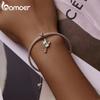 Bamoer Genuine 925 Sterling Silver Flower & Bird Charms Grain Rain Pendant Fit Women Snake Bracelet & Bangle Spring Jewelry Gift