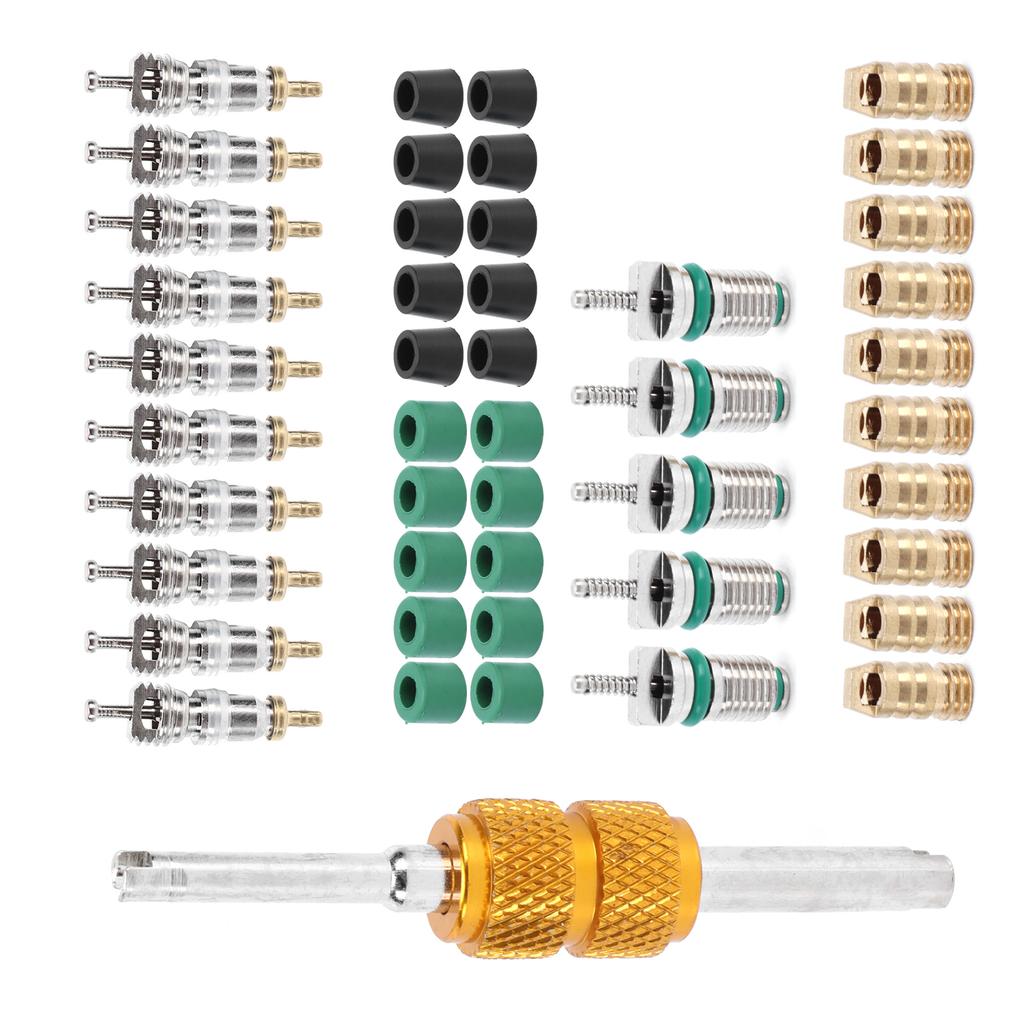 46PCS/Set Air Conditioner Valve Core Remover Tool A/C Repair Tool Gasket Set for R410/R22/R134a