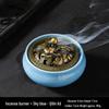 Celadon Ceramic Incense Burner with Ice Crack Glaze, Coarse Pottery, Anti-Scald, Buddhist Design, Three-Legged, Small, for Home Decor.