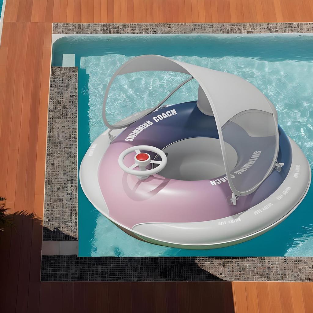 Inflatable Kids Pool Floats Inflatable Pool Floating With Shade Swimming Floating Seat Toys With Loud Trumpet For Toddler