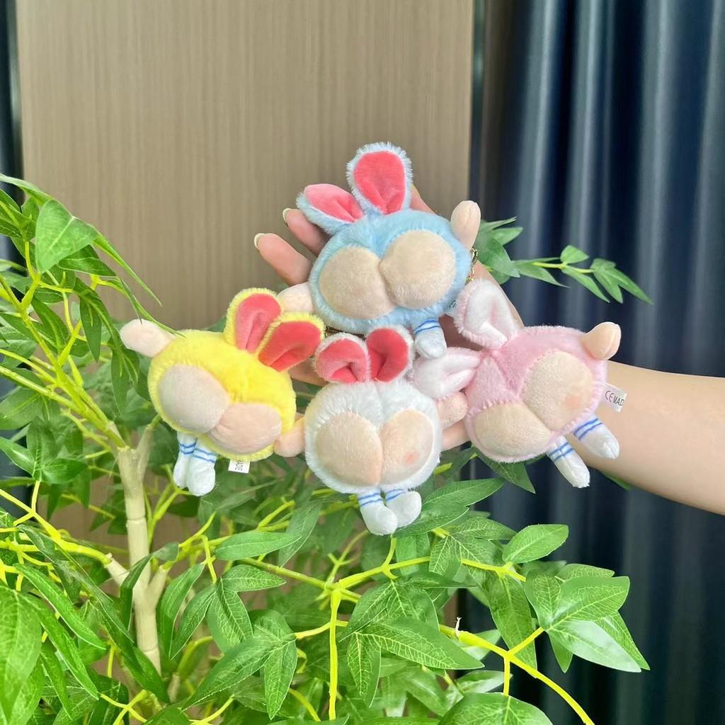 Bunny Fluffy Peach Ear Plush Keychain Cute Dog Design Fun Accessory For Purses