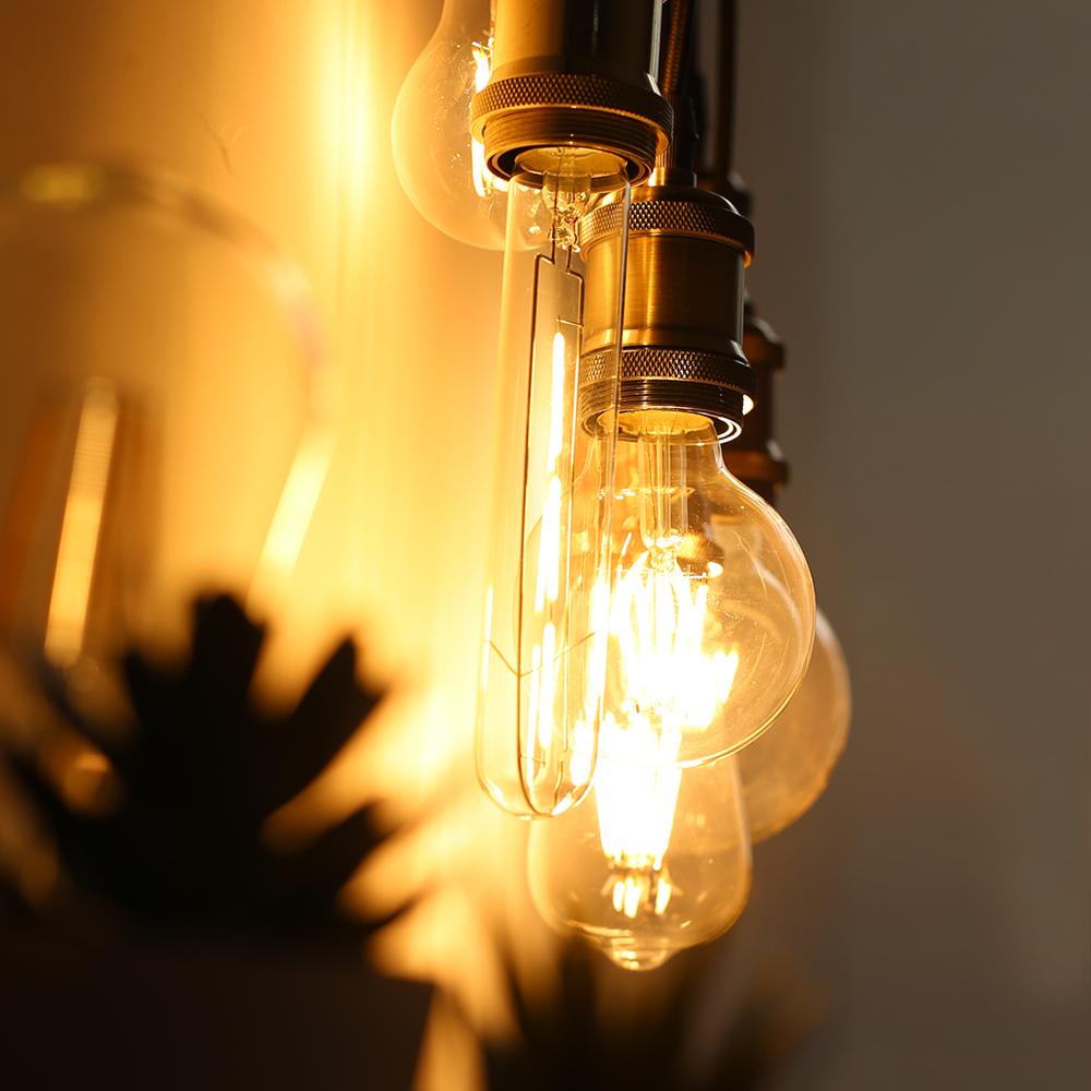 Bombiilas Filament LED Light Bulb Candle Light Glass Bulb Lampara LED Lamp Lighting Bedroom Warm Light E27 220V 240V ST64 A60 T45 G45 G80 G95