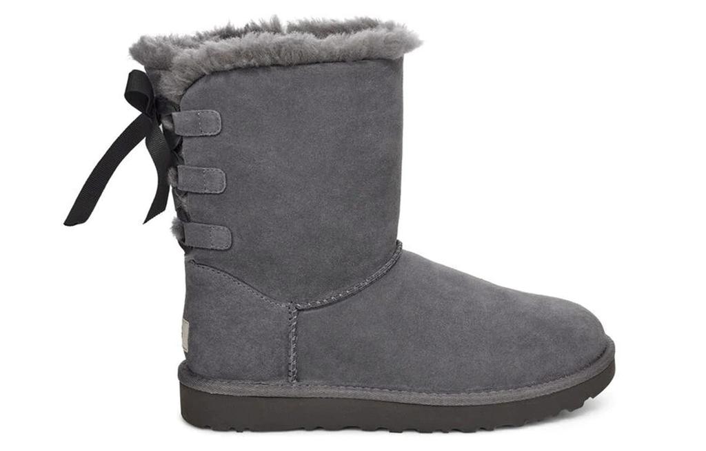 UGG Short Bow Stiefel Fleece Lined Gray Women's 1110706-CHRC
