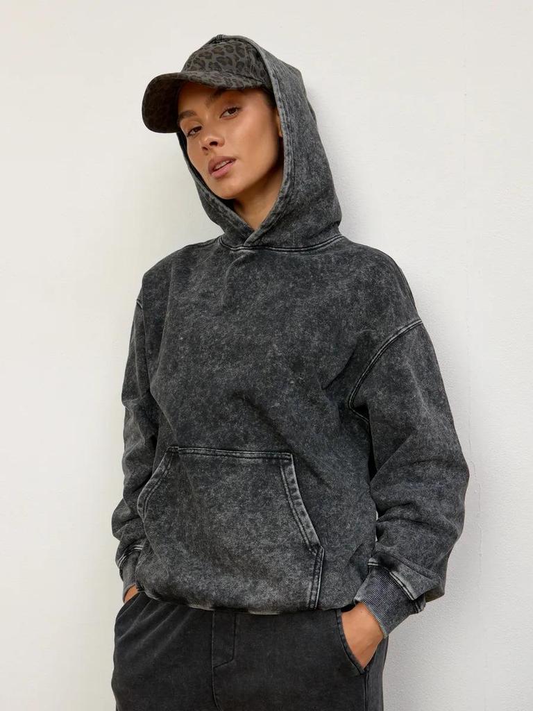 Felpa con cappuccio Hip Hop Semplice Robusta Lavata Effetto Invecchiato Retrò 2025