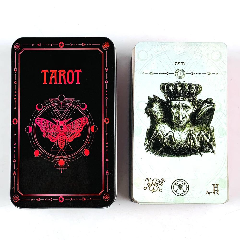 High-Quality Tin Metal Box Tarot Card 78 Cards Gilded Edge Guidebook With Paper Guidebook,Halloween and Christmas Card Games