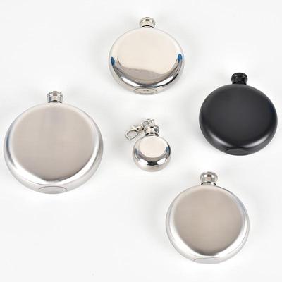 Premium 304 Stainless Steel 5oz Round Black Flask, Portable 8oz Liquor Flask, Elegant Barware