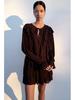 2025 Spring Women's Layered Crew Neck Mini Dress - European & American Style, Long Sleeve