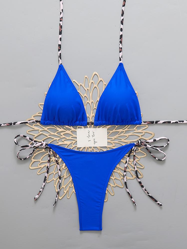 Bikini da Spiaggia da Donna con Stampa Leopardata Sexy 2026 Costume da Bagno con Laccetti al Collo e Perizoma Micro Set Bikini Costumi da Bagno Femminili per Donna da Indossare