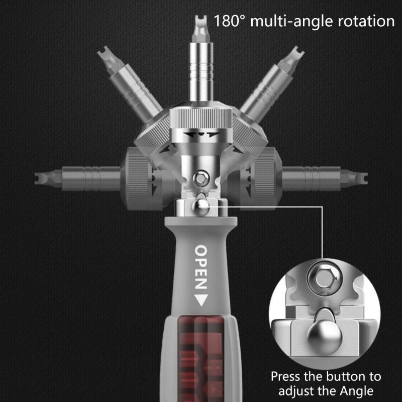 10 in 1 Multipurpose Ratchet Screwdriver Adjustable Rotation Screwdriver with Bits for Tight Space and Quick Repairs