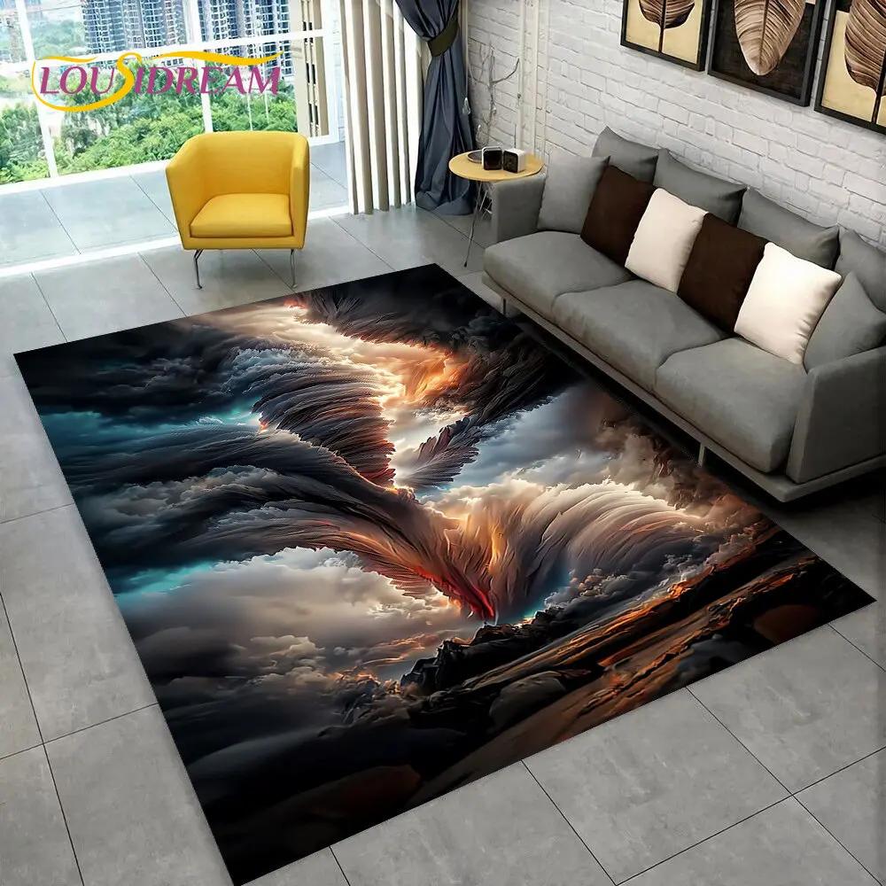 3D Natural ,Tornado, Cloud Twister Area Rug Large,Carpet Rug for Living Room Bedroom Sofa Doormat Decoration, Non-slip Floor Mat