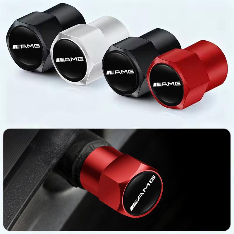 WMFH9 4Pcs 3D Styling Car Wheel Tire Valve Caps Stem Cap Accessories For Mercedes Benz AMG W169 W177 W204 W213 W214 W221 W222 W220 GLC