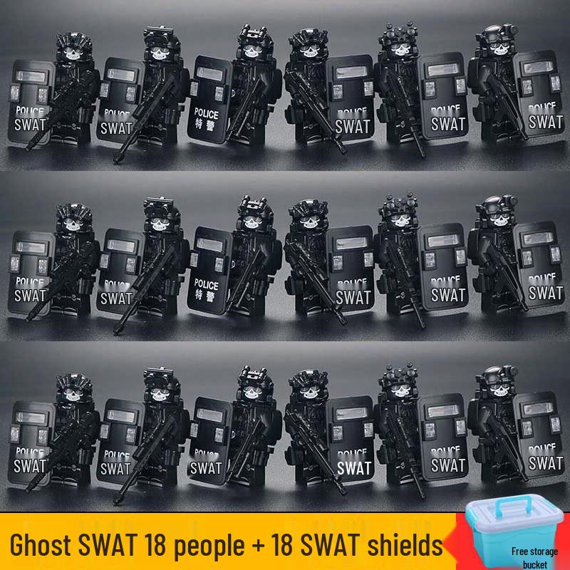 Delta Military Special Forces Police Figure Building Blocks - Ghost Soldier Assembly Toy for Kids