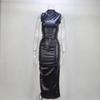 Women's Summer Collar Sleeveless Mid-Length Drawstring Dresses