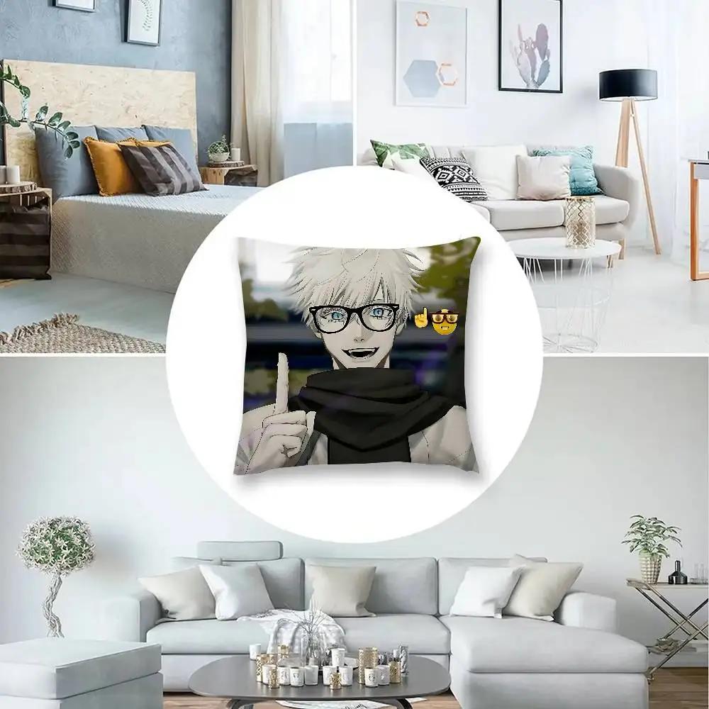Cartoon G-Gojo Satoru Pillow Case Cushion Cover Soft Cute Throw Pillow Case For Car Sofa Pillowcase Polyester With Zipper