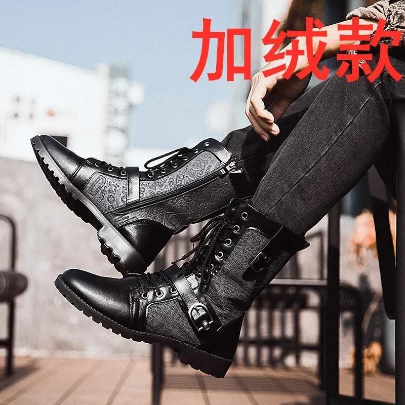 Autumn Men's Boots Leather Casual Shoes for Men Warm High Top Male Boots Comfortable Breathable Mens Boot 2025 Botas Para Hombre
