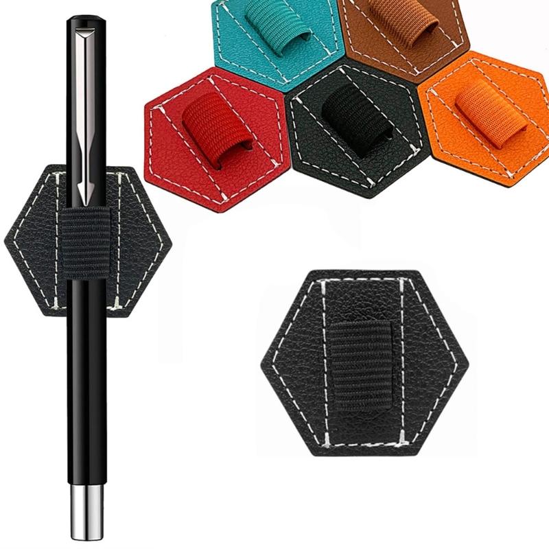 Leather Pen Clip Holder Adhesive Pen Holder Tablet Pen Holder Elastic Pen Holder for Hardcover Notebook Journal Planner