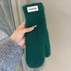 Solid Color Knit Wool Gloves Winter Women's New Velvet Warm Windproof Cold Student Riding Tide