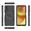 For Motorola Moto G34 5G Magnetic Case WANLONFENG DJ Series PC TPU Phone Cover with 2Pcs Tempered Glass Film