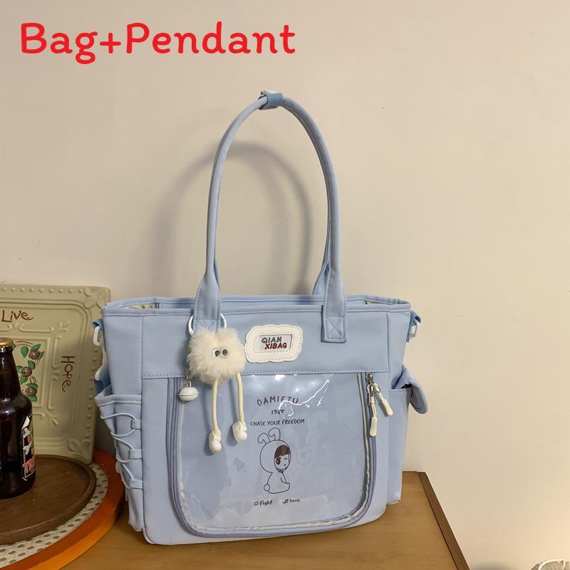 Cute Cartoon Nylon Shoulder Bag Letter Pattern For School Girls