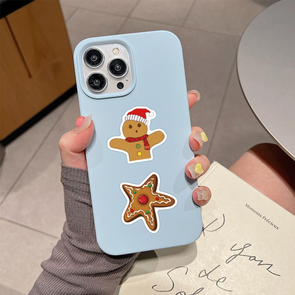 60 Christmas Stickers Cartoon Gingerbread Man Decoration Laptop Skateboard Mobile Phone Case Waterproof Stickers
