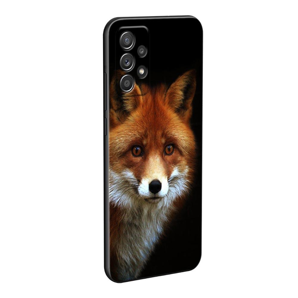 Cute Fox Animal Cases For Samsung Galaxy A52 5G Funda A13 A54 A52s A53 A72 A73 A33 A23 A32 A51 A71 Soft TPU Silicone Black Cover
