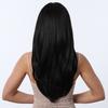 Womens Layered Long Straight Wig With Side-Swept Bangs Synthetic Heat-Resistant Fiber Full Cap Black Brown