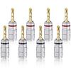 Cleqee 24K Gold Plated Banana Solderless Speaker Cable Audio Plugs Plugs, 8-Pack, Screw-In Type, Terminals, Connectors,