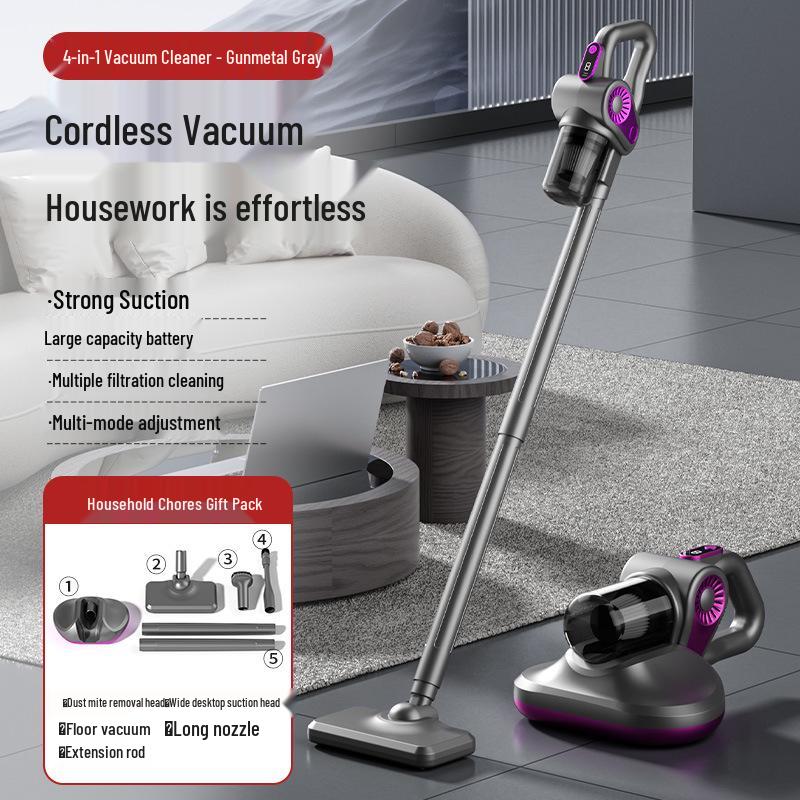 

New 4-in-1 Portable Wireless Vacuum Cleaner with Mite Removal, High Suction, Handheld Design, and Home UV Sterilizer English Manual