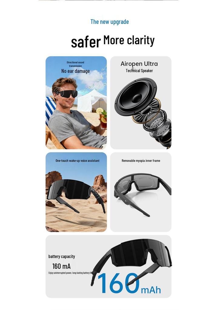 Smart Bluetooth Audio Cycling Goggles: AI Color-Changing, Windproof Glasses with Built-in Earphones